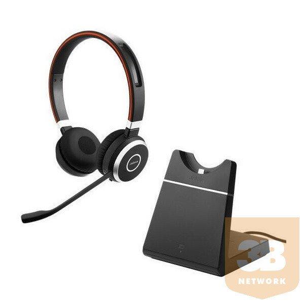 JABRA Fejhallgató - Evolve 65 SE MS Stereo Bluetooth Vezeték Nélküli,
Mikrofon + Töltő állomás