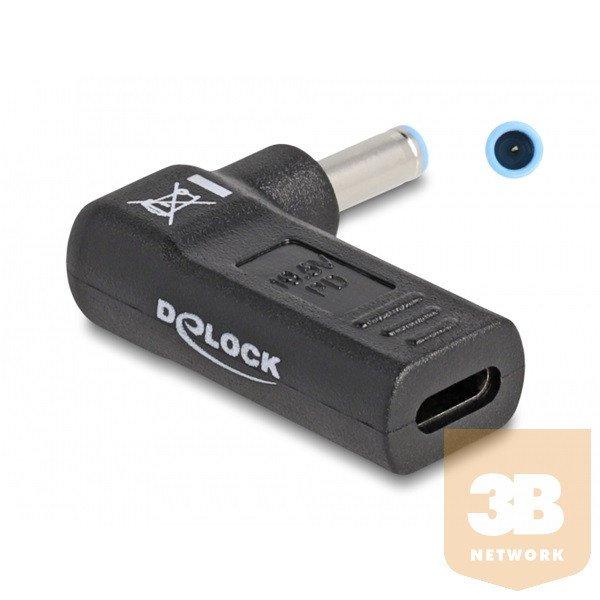 Delock Laptop töltőkábel adapter USB Type-C anya - HP 4,5 x 3,0 mm apa 90
fokban hajlított