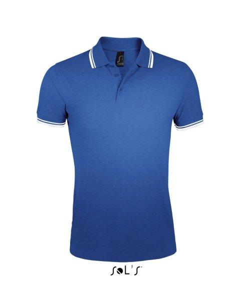 PASADENA férfi galléros póló kontrasztos csíkokkal, SOL'S SO00577,
Royal Blue/White-2XL