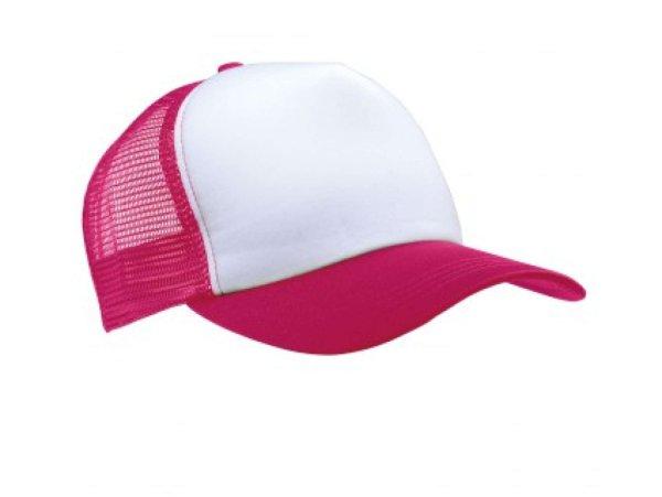 KP111 hálós baseball sapka 5 paneles K-UP, White/Fuchsia-U