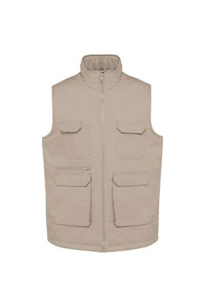 WK607 bélelt unisex mellény sok zsebbel Designed To Work, Beige-XS
