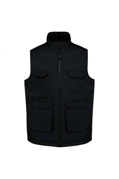 WK607 bélelt unisex mellény sok zsebbel Designed To Work, Black-S