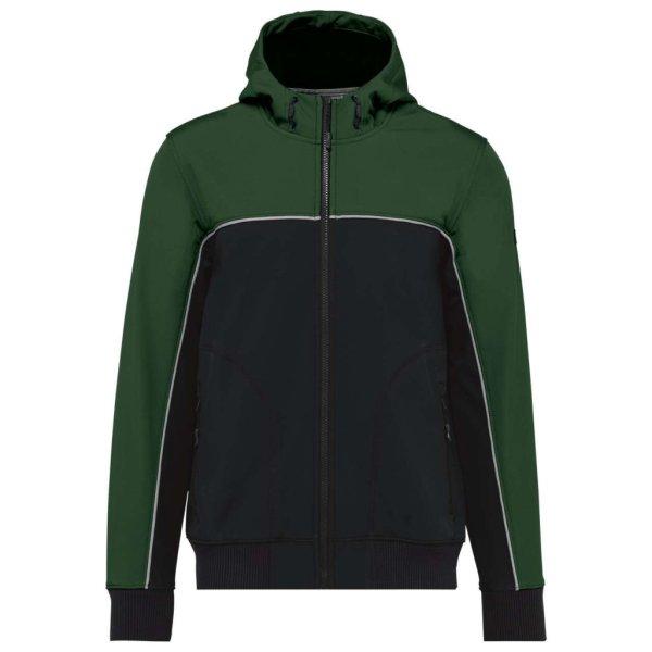 WK450 kétszínű három rétegű, kapucnis softshell dzseki Designed To Work,
Black/Forest Green-S