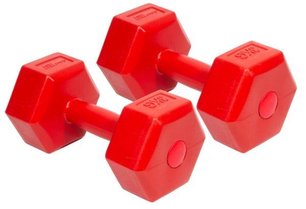 Kézisúlyzó 2x3 kg piros Premium ENERO-Fit