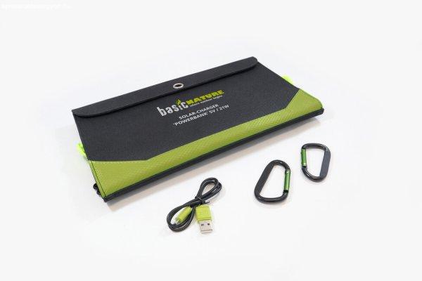 BasicNature Powerbank napelemes töltő 5V / 21W