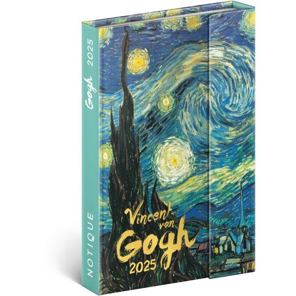 Határidőnapló mágnessel záródó, krémszínű lapokkal Vincent van Gogh
110×160 mm, Realsystem 2025.