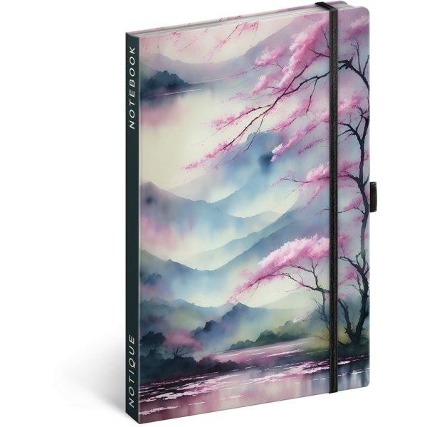 Keménytáblás notesz vonalas krémszínű lapokkal leszorító gumiszalaggal
Sakura 130x210mm, Presco