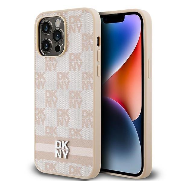DKNY DKHCP14XPCPTSSP Leather Checkered Mono Pattern & Printed Stripes tok iPhone
14 Pro Max - rózsaszín