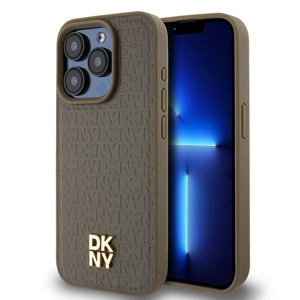 DKNY DKHMP14XPSHRPSW Leather Pattern Metal Logo MagSafe-kompatibilis tok iPhone
14 Pro Max - barna