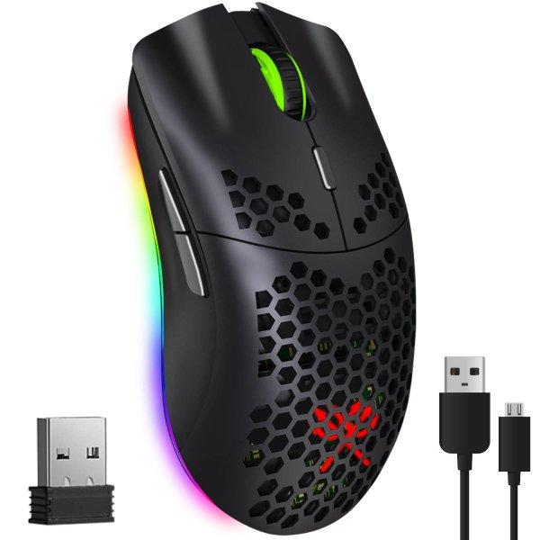 Dunmoon ergonomikus vezeték nélküli gamer egér 6 szuper csendes
programozható gombbal és RGB világítással (BB-19495)