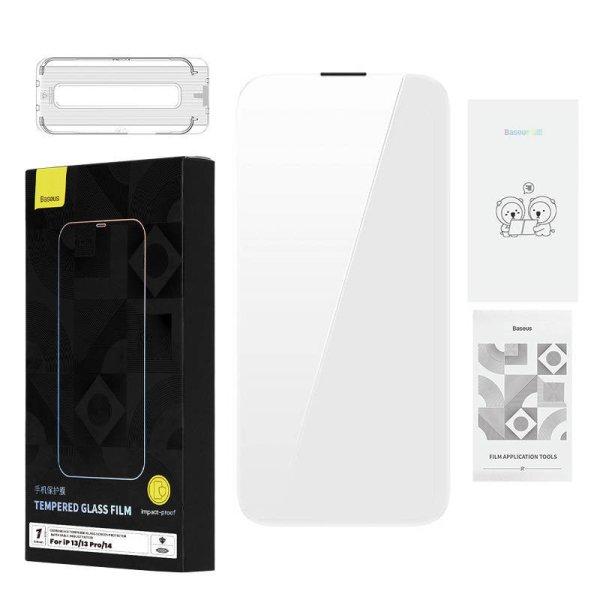 Baseus 0,4 mm-es Corning HD edzett üveg iPhone 13/13 Pro/ 14+
tisztítókészlethez