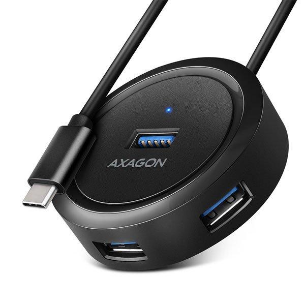 AXAGON HUE-P1C 4x USB 3.2 Gen 1 ROUND hub, micro USB tápcsatlakozó, 30cm USB-C
kábel