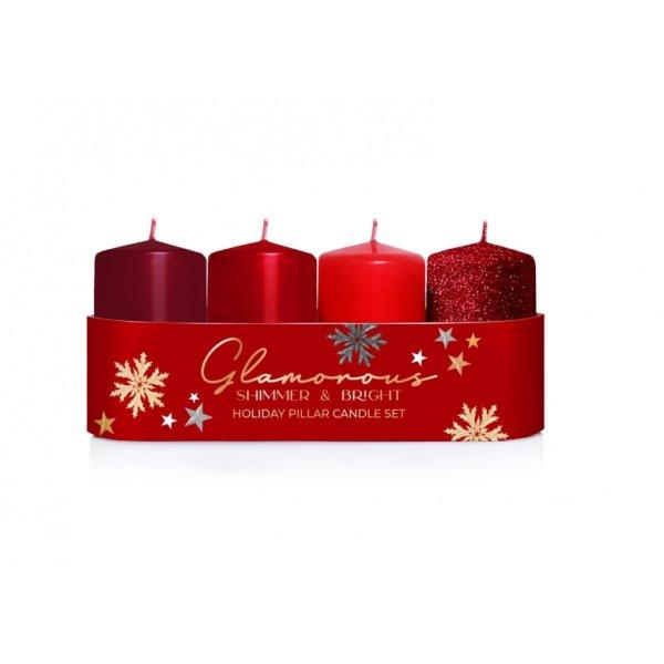 Gyertya adventi Glamours piros 4 db/csomag, 4 cm x 7 cm