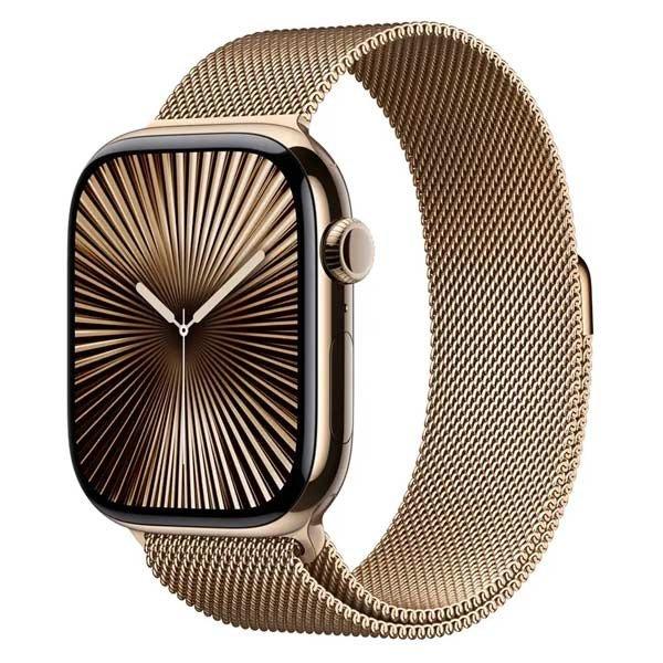 Apple Watch Series 10 GPS + Cellular 42mm Gold Titanium Case with Gold Milanese
Loop