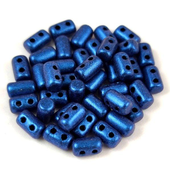 Rulla - cseh 2 lyukú üveggyöngy - 3x5mm - Matt Metallic Blue