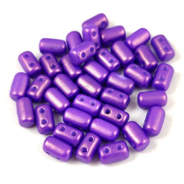 Rulla - cseh 2 lyukú üveggyöngy - Gold Shine Purple - 3x5mm