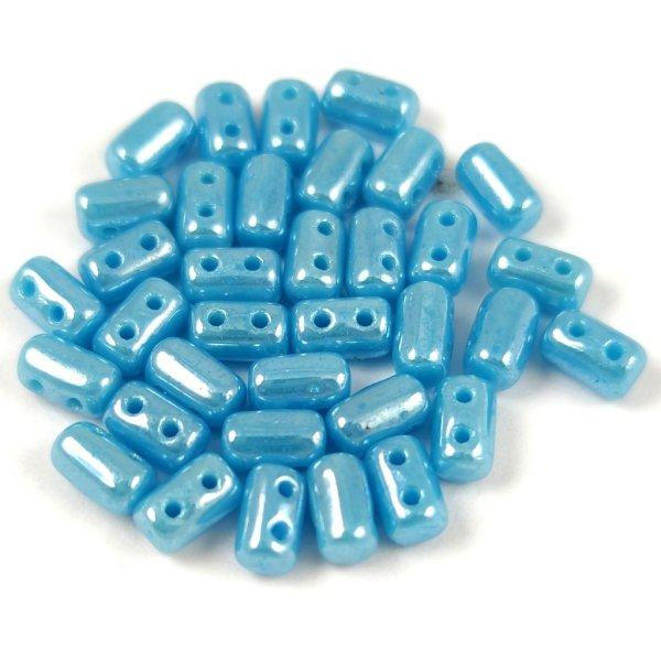 Rulla - cseh 2 lyukú üveggyöngy - Turquoise Blue Luster - 3x5mm