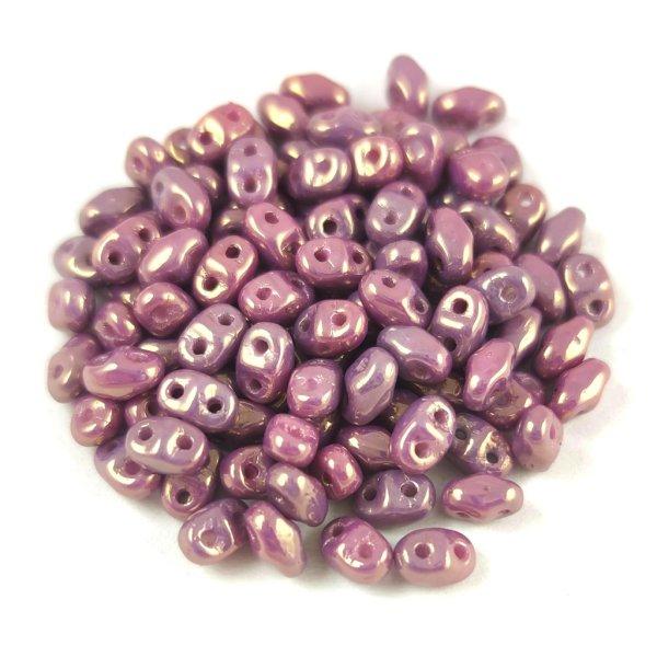 Miniduo gyöngy - White Mauve Purple Luster - 2.5x4mm