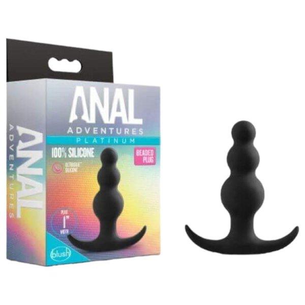 Anal Adventures Platinum - gyöngyös anál dildó (fekete)