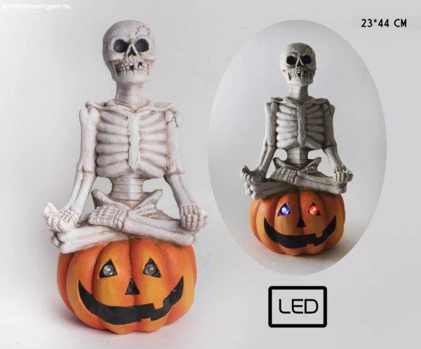 Kültéri Led-es Dekoráció Halloween Tök Csontvázzal 44 cm