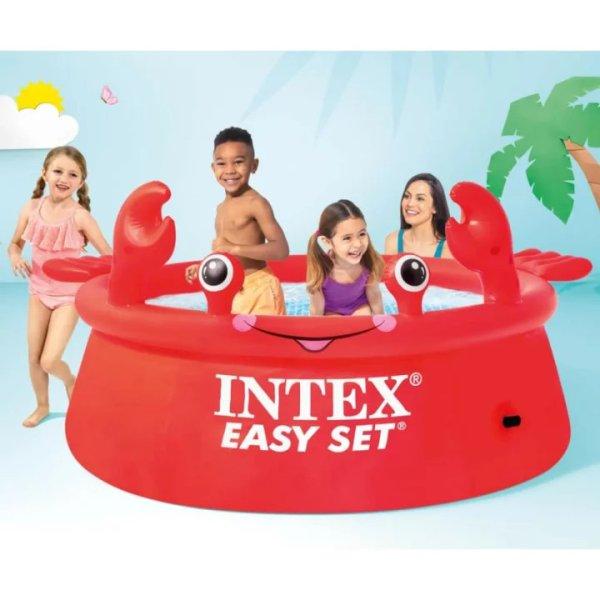 INTEX 26100 Easy Happy Crab 183 x 51 cm 880L piros, kerek, felfújható, puha
falú medence vidám rák témával