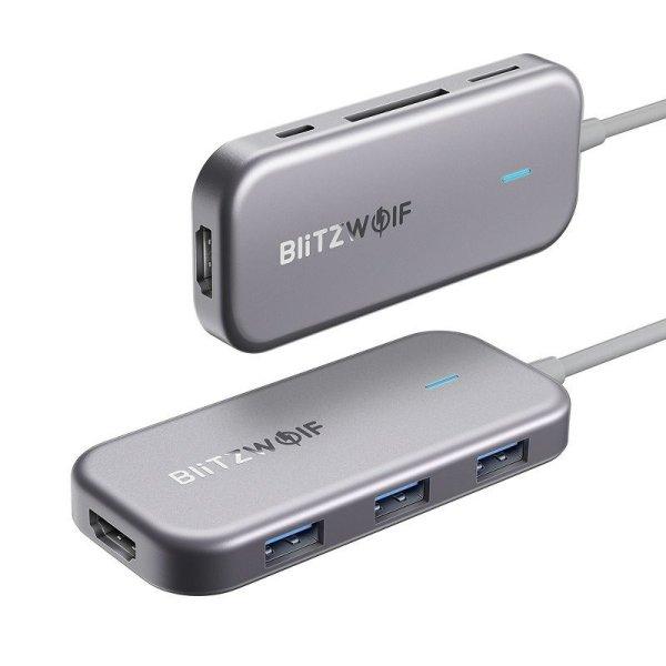 Adapter 7 az 1-ben Blitzwolf BW-TH5 USB-C hub 3xUSB 3.0-hoz, HDMI, USB-C PD, SD,
microSD