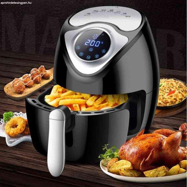 Elite® 3,6 L-es Air Fryer + receptkönyv, 1600W olaj nélküli forró levegős
fritőz digitális kijelzővel - fekete