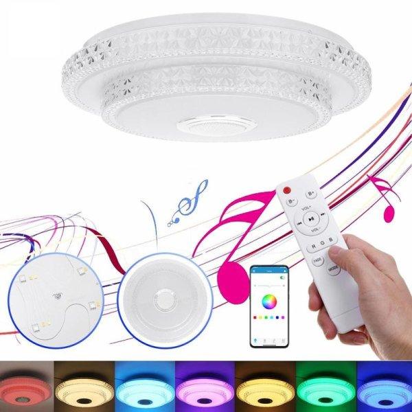 Bluetooth hangszórós RGBW mennyezeti LED lámpa távirányítóval,  2x24W +
2x36W, 52 cm