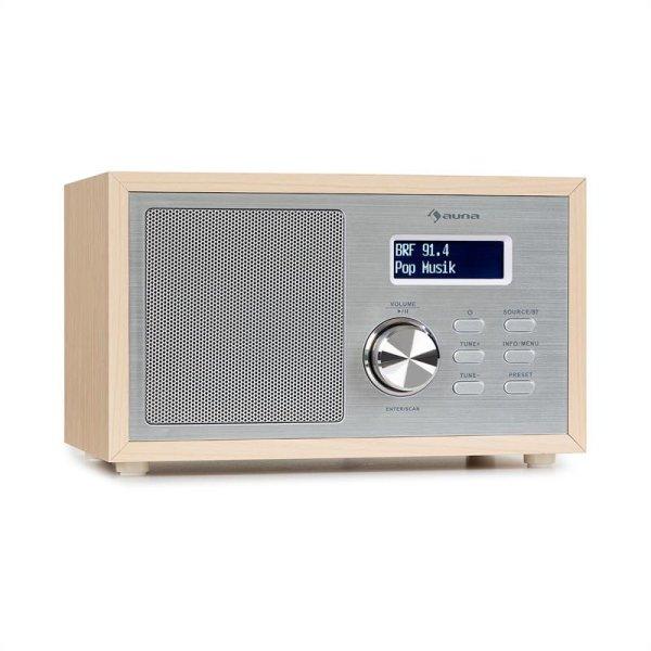 Auna Ambient DAB + / FM, rádió, BT 5.0, AUX bemenet, LCD kijelző,
ébresztőóra, fa kivitel, barna