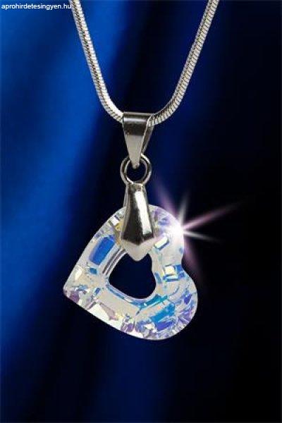 Nyaklánc, szív formájú, fehér színjátszós SWAROVSKI® kristállyal, 17
mm, ART CRYSTELLA®