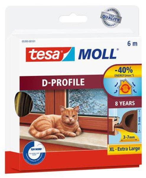 Ajtó- és ablaktömítő szalag, 9 mm x 6 m, TESA "tesamoll® D
profil", barna