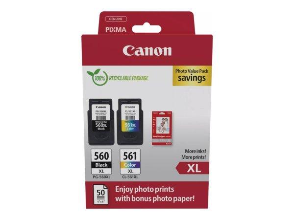 Canon PG-560XL (1x14,3 ml) + CL-561XL (1x12,2 ml) + 50 lap GP501 10x15 fényes
fotópapír Multipack