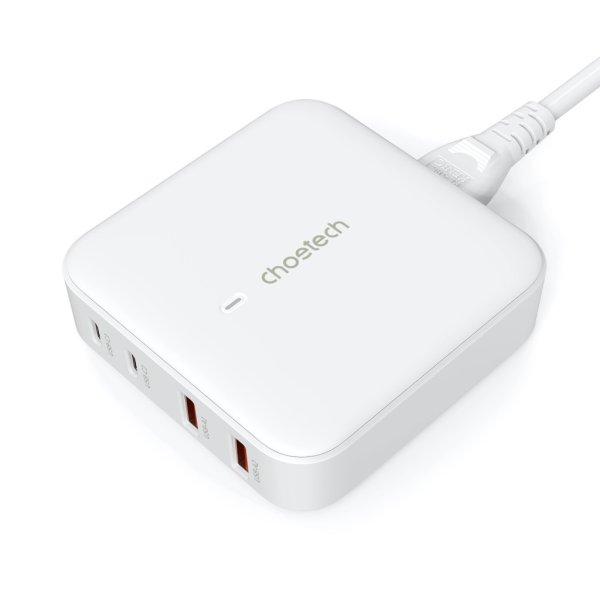 Choetech 4-port 2*USB-C+2*USB-A (4port,asztali,100W,fehér,GAN), töltő