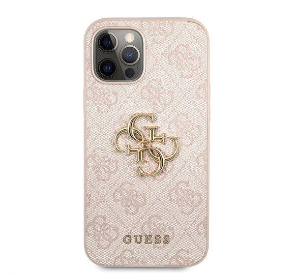 Guess PU 4G Metal Logo Apple iPhone 12 Pro Max hátlap tok, rózsaszín