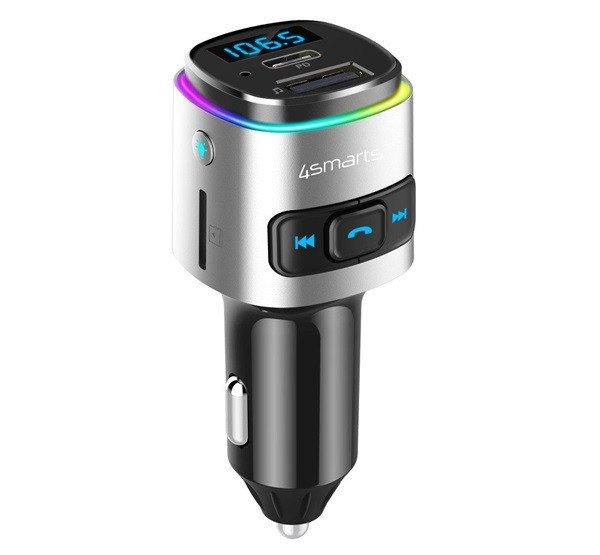 4smarts bluetooth FM Transmitter, autós szivargyújtó töltő, fekete-szürke