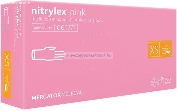 MERCATOR nitrylex pink púdermentes nitril kesztyű XS 100db (Előrendelhető)