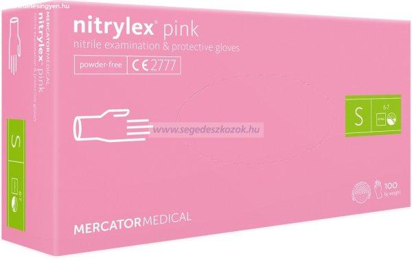 MERCATOR nitrylex pink púdermentes nitril kesztyű S 100db (Előrendelhető)