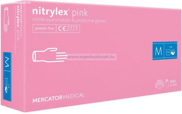 MERCATOR nitrylex pink púdermentes nitril kesztyű M 100db (Előrendelhető)