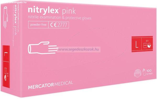 MERCATOR nitrylex pink púdermentes nitril kesztyű L 100db (Előrendelhető)