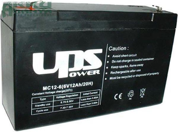 UPS POWER 6V 12Ah akkumulátor MC12-6