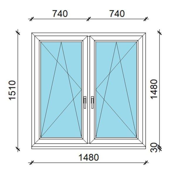 150x150 műanyag ablak, kétszárnyú, tokosztott, bukó/nyíló Gealan