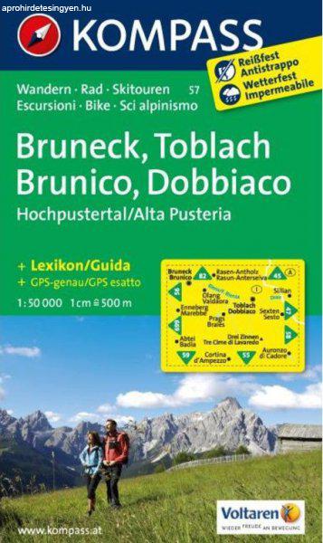 WK 57 - Bruneck - Toblach / Brunico - Dobbiaco turistatérkép - KOMPASS