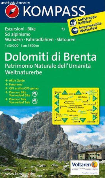 WK 73 - Dolomiti di Brenta - Weltnaturerbe turistatérkép - KOMPASS