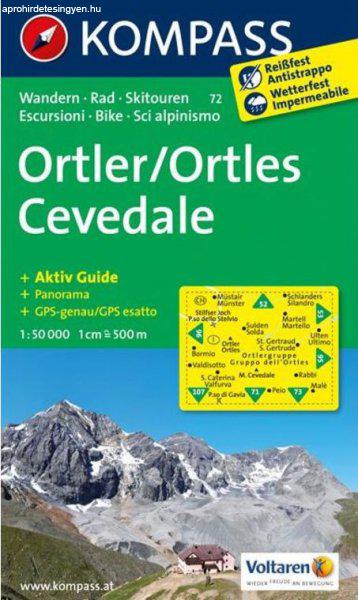 WK 72 - Ortler/Ortles - Cevedale turistatérkép - KOMPASS