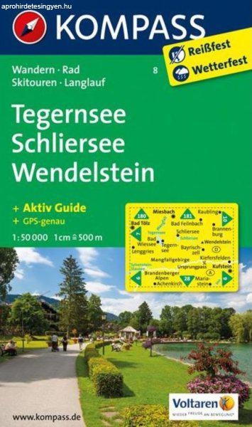 WK 8 - Tegernsee - Schliersee - Wendelstein turistatérkép - KOMPASS
