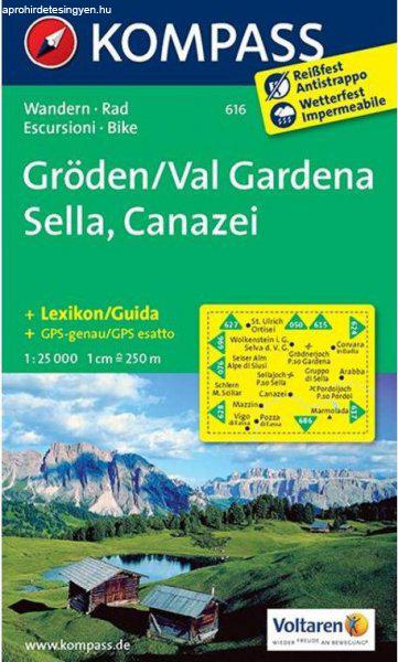 WK 616 - Gröden / Val Gardena - Sella - Canazei turistatérkép - KOMPASS