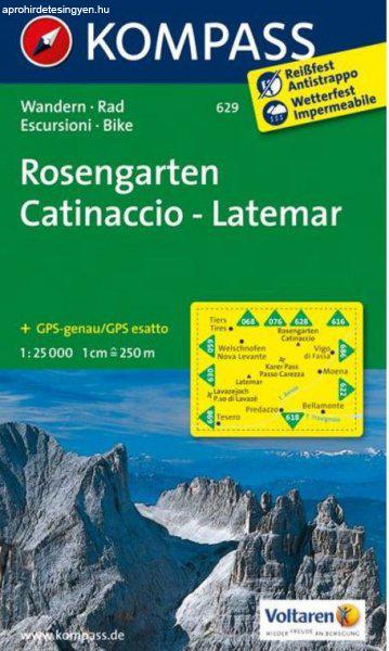 WK 629 - Rosengarten / Catinaccio Latemar turistatérkép - KOMPASS