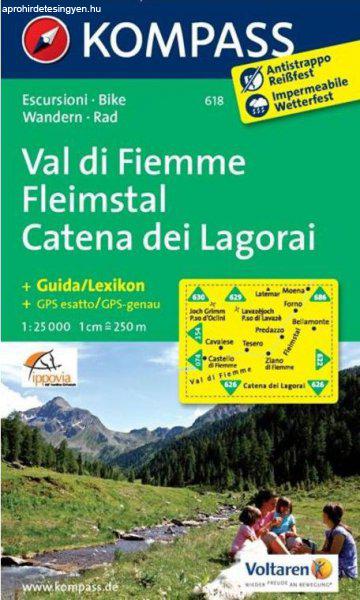 WK 618 - Fleimstal / Val d. Fiemme turistatérkép - KOMPASS