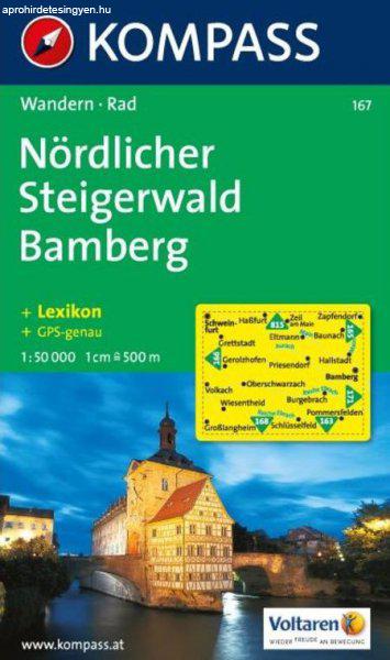 WK 167 - Nördlicher Steigerwald-Bamberg turistatérkép - KOMPASS