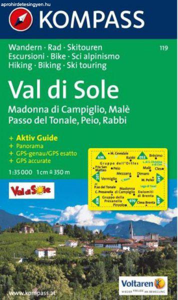 WK 119 - Val di Sole turistatérkép - KOMPASS